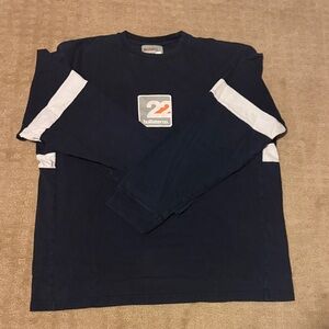 Hollister Navy and White Graphic Long Sleeve large